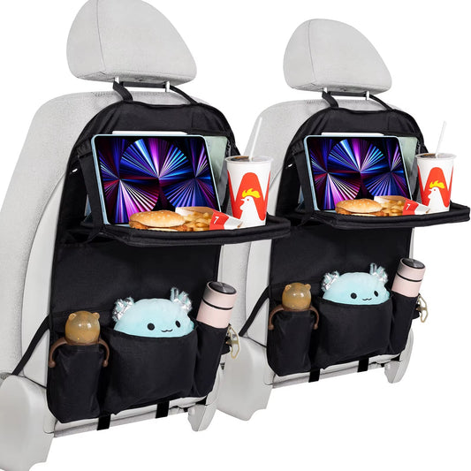 Back Seat Organizers and Storage with Car Tray 8 Backseat Car Organizer Foldable Table Tray Car Seat Back Protectors Kick Mats